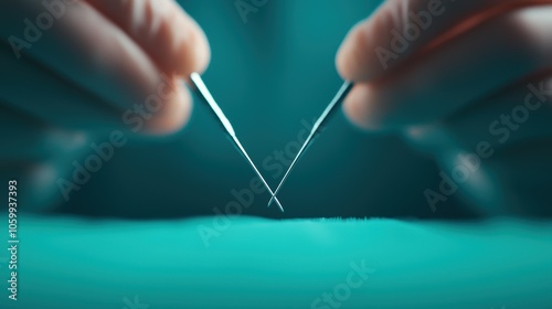 A close up shot captures the intricate details of a surgeon hands suturing a wound, showcasing their skillful technique and the precision required in surgery.