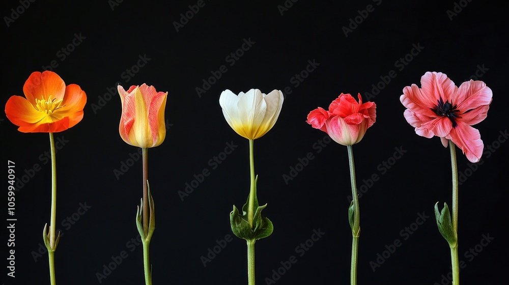 Obraz premium Flower blooming in time-lapse, capturing the stages of growth and the delicate beauty of nature