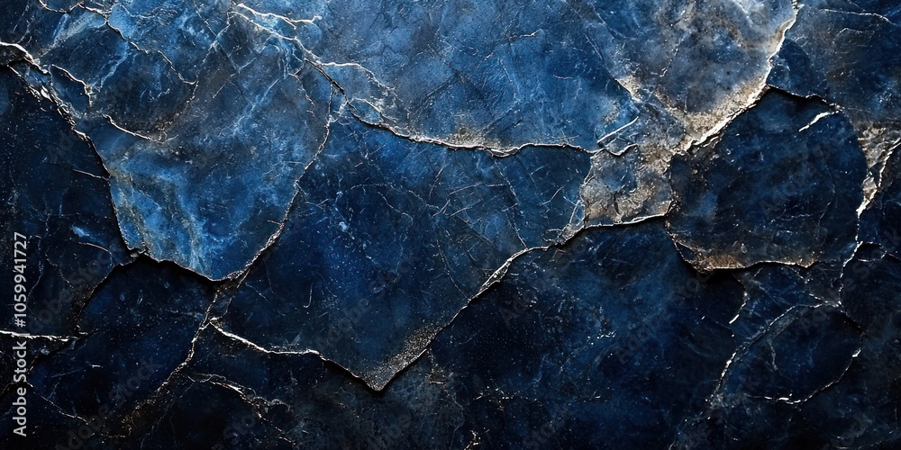 Fototapeta premium Close-up Texture of Deep Blue Cracked Stone