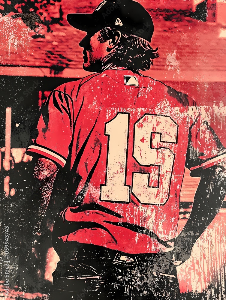 Obraz premium Retro style baseball player