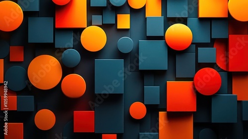 Abstract geometric background with orange and black elements.