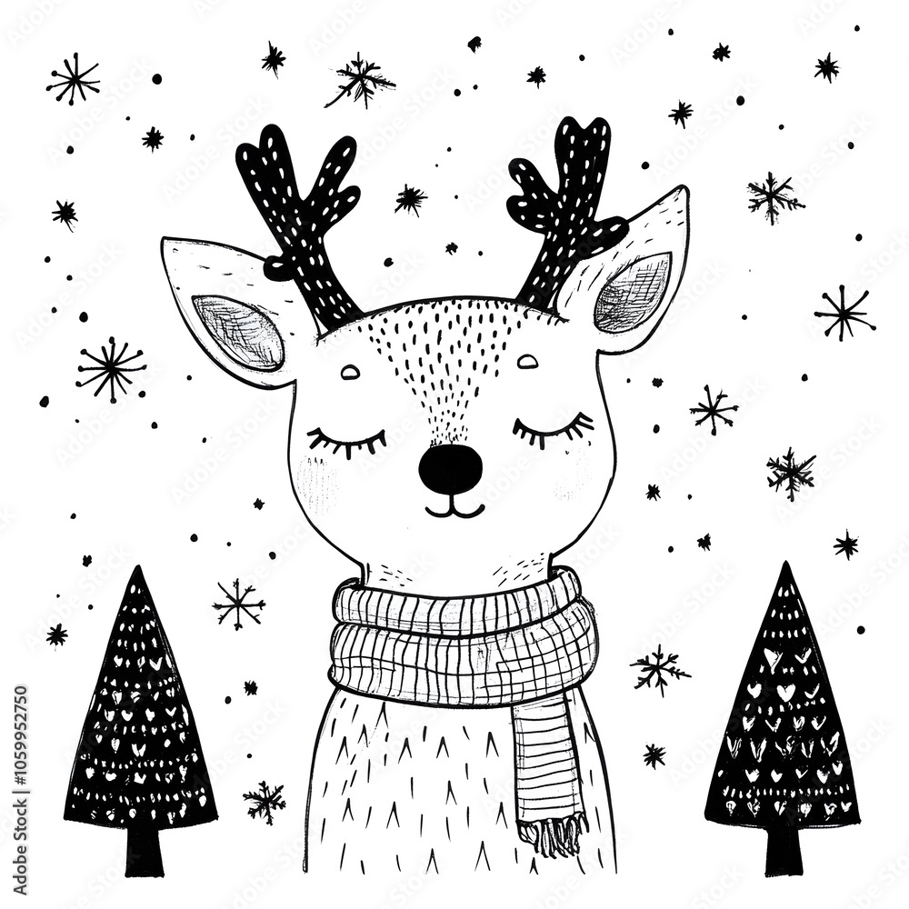 Fototapeta premium Joyful Christmas and New Year Collection: Santa, Festive Animals, Whimsical Decorations, Cozy Holiday Scenes, and Playful Winter Elements on White Background