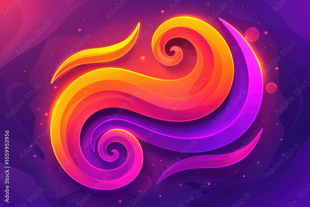 Fototapeta premium The image is a colorful swirl of purple and orange with a purple and orange wave
