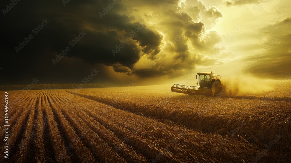 Fototapeta premium Harvest Under Storm.