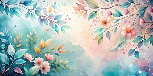 Elegant Abstract Floral Watercolor Background with Leaves - Beautiful Nature Inspired Art for Home Decor, Digital Prints, and Stylish Invitations