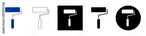 paint roller or repaint wall, decor home vector pictogram sign icon symbol ui and ux design, glyphs and stroke line	
