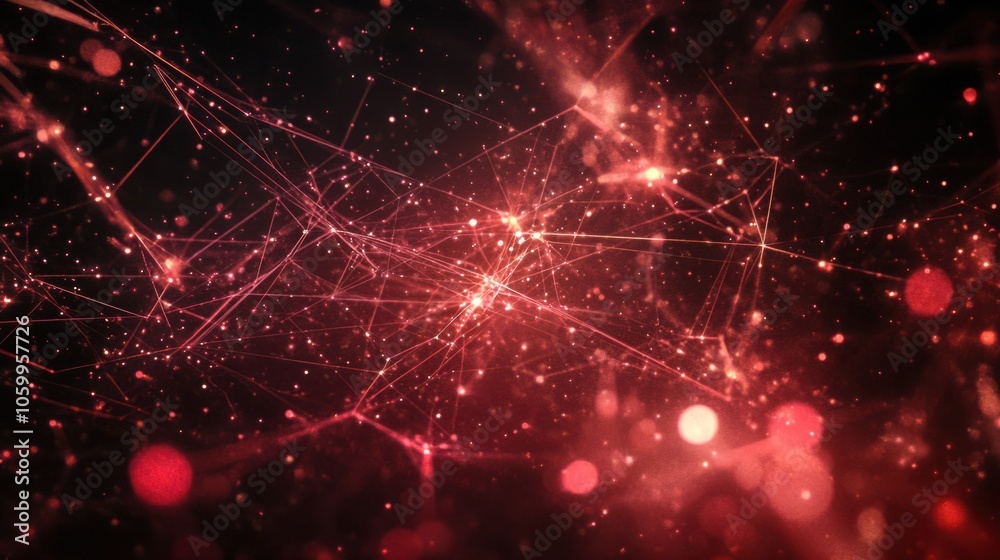 Fototapeta premium Abstract network with glowing points, lines, and 3D layers, representing advanced technology