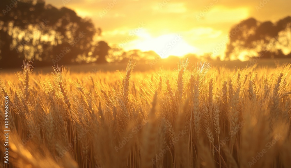 Obraz premium Golden Wheat Sunset.