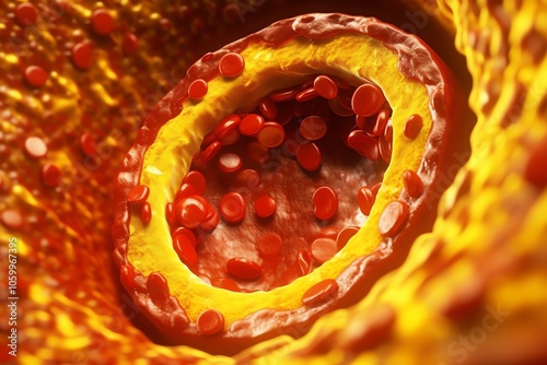 Cholesterol plaque inside an artery