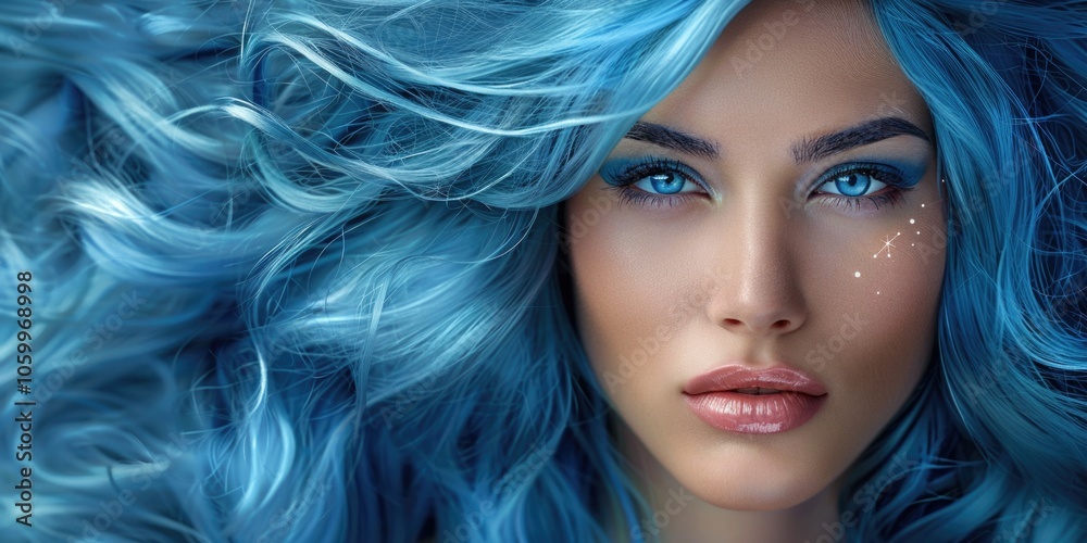 Fototapeta premium Woman with blue hair