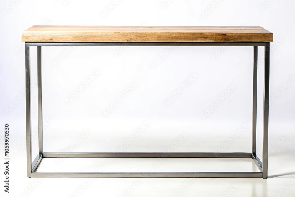 Modern console table made of natural wood and metal Modern console table made of natural wood and metal