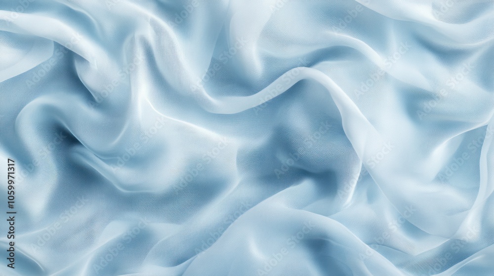 Obraz premium Delicate chiffon layers in light blue, creating a soft, airy aesthetic, on transparent background