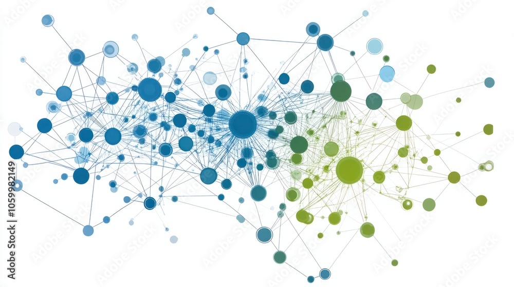 Network design with interconnected nodes in blue and green, creating a modern digital map Network design with interconnected nodes in blue and green, creating a modern digital map