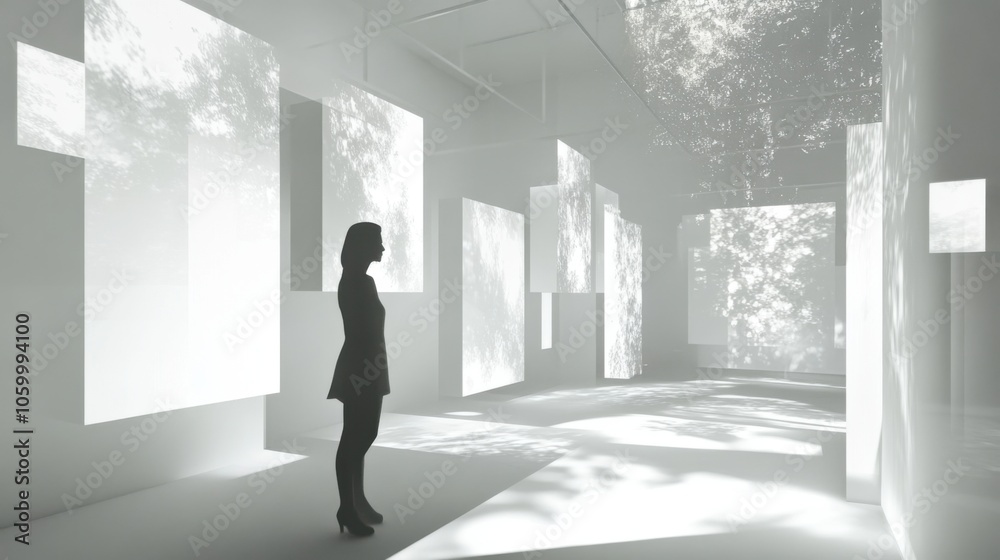 Fototapeta premium Spatial computing with virtual objects integrated