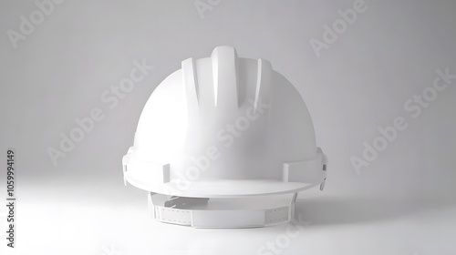 Isolated white construction helmet in a mockup style, front-facing and centered against a clean white background. Ideal for projects focused on safety, construction, and industrial design