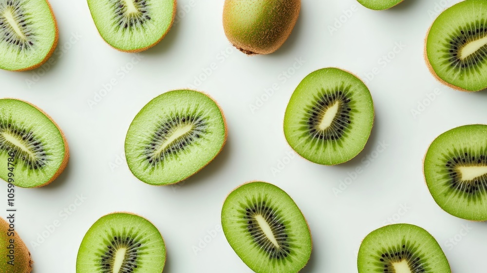 Fototapeta premium Vibrant kiwi slices a colorful display of freshness and flavor for culinary inspiration