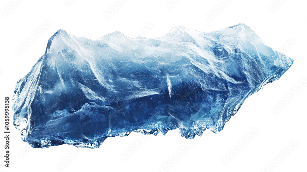 Obraz premium Clear Ice Block with Blue Tints on Transparent Background