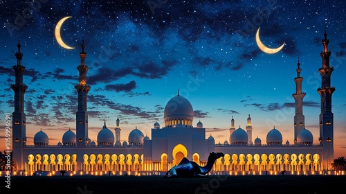 Grand Mosque Under a Starry Night photo