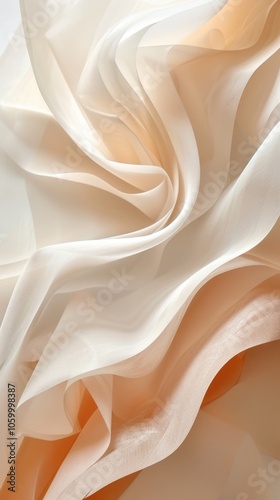 White and peach sheer fabric draped