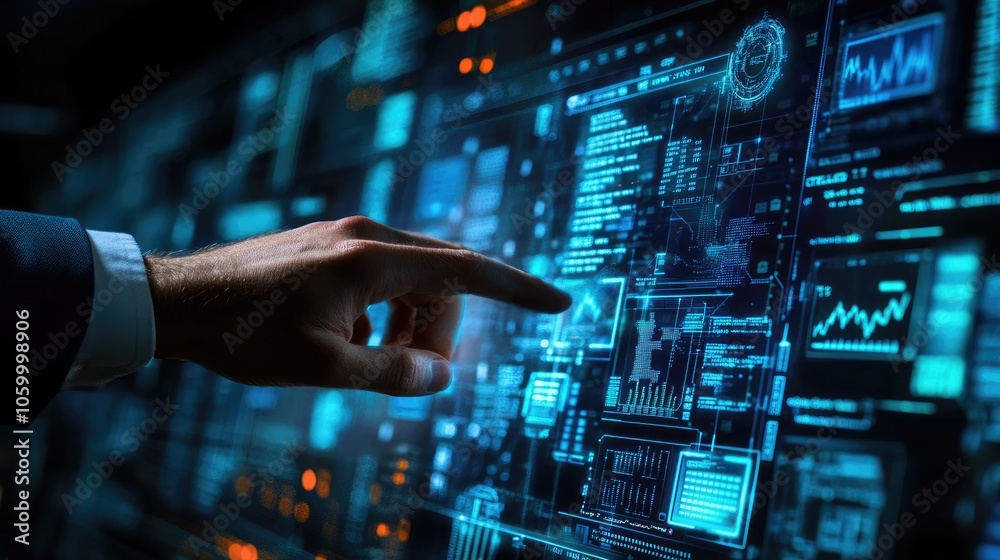 Fototapeta premium Exploring the future interacting with advanced technology interfaces for data analysis and insights