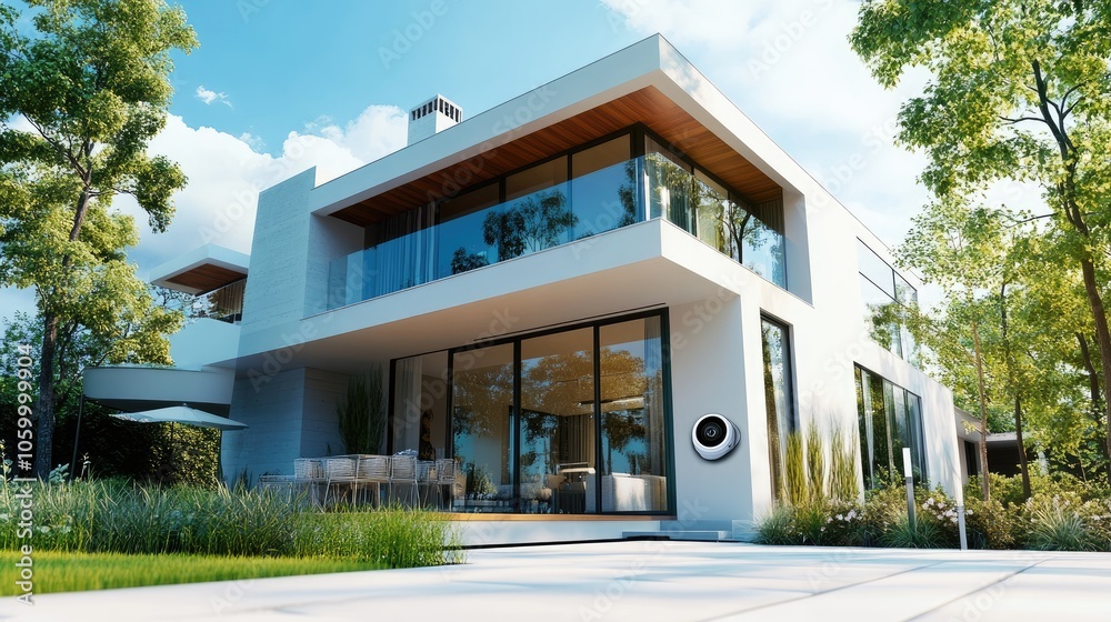 Fototapeta premium Modern architectural marvel a stunning home embraced by nature and light