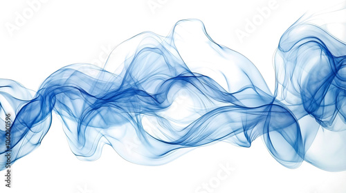 Abstract flowing blue smoke on transparent background