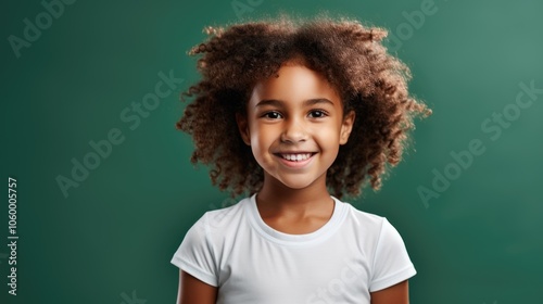 Smiling girl with curly hair