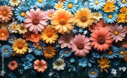 Flower ornament with painting background.