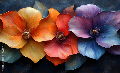 Flower ornament with painting background.