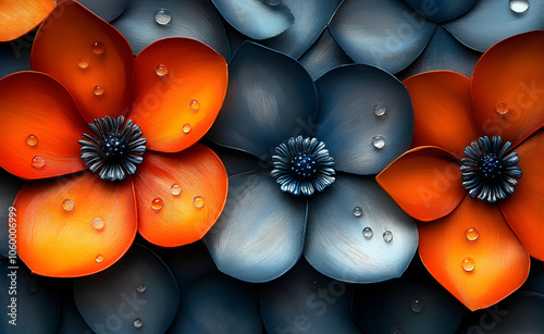 Flower ornament with painting background.