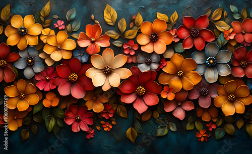 Flower ornament with painting background.