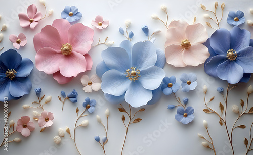 Flower ornament with painting background.