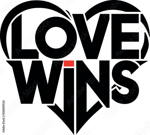 Love wins vector black silhouette typographic cricut design for T-Shirt