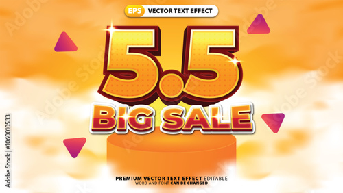 3D Gold 5.5 Promo Big Sale Text Effect on Podium