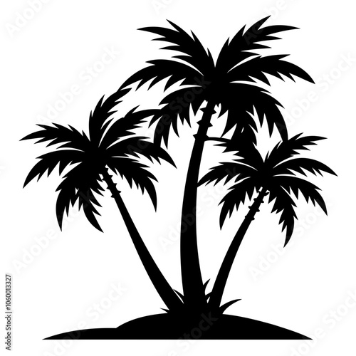 Highly Detailed Palm trees black silhouette Vector illustration isolated on a transparent background