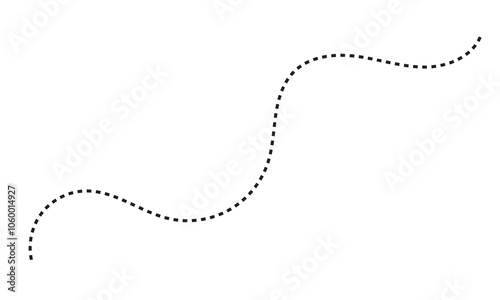 Hand drawn dotted curved line.  Curved line icon collection. isolated on white background. Vector illustration. EPS 10