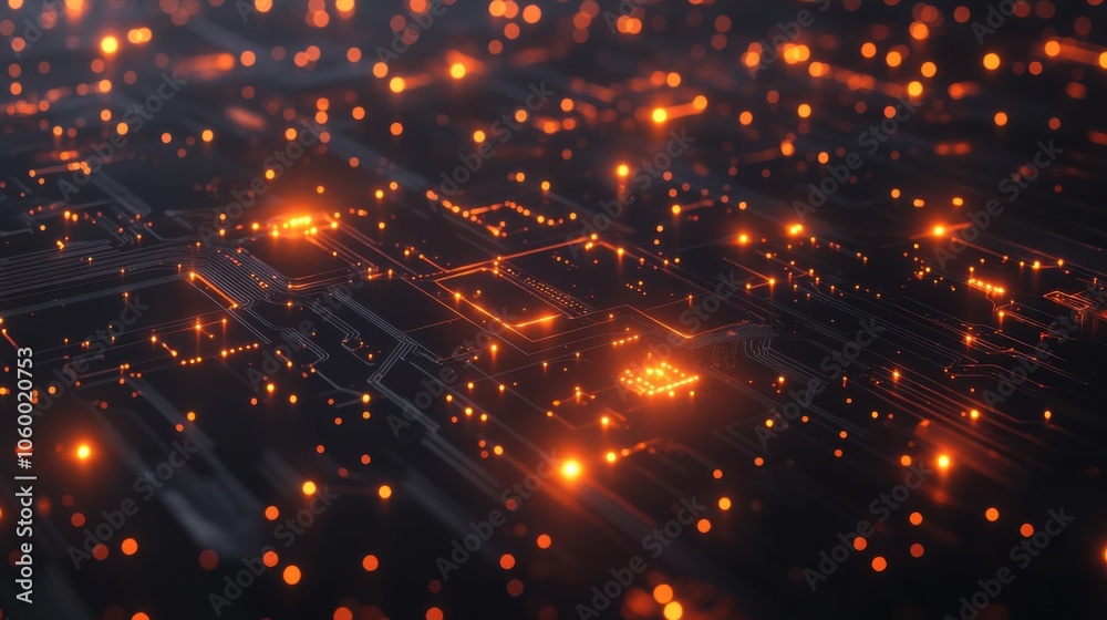 Obraz premium Abstract Circuit Board Design with Dark Background