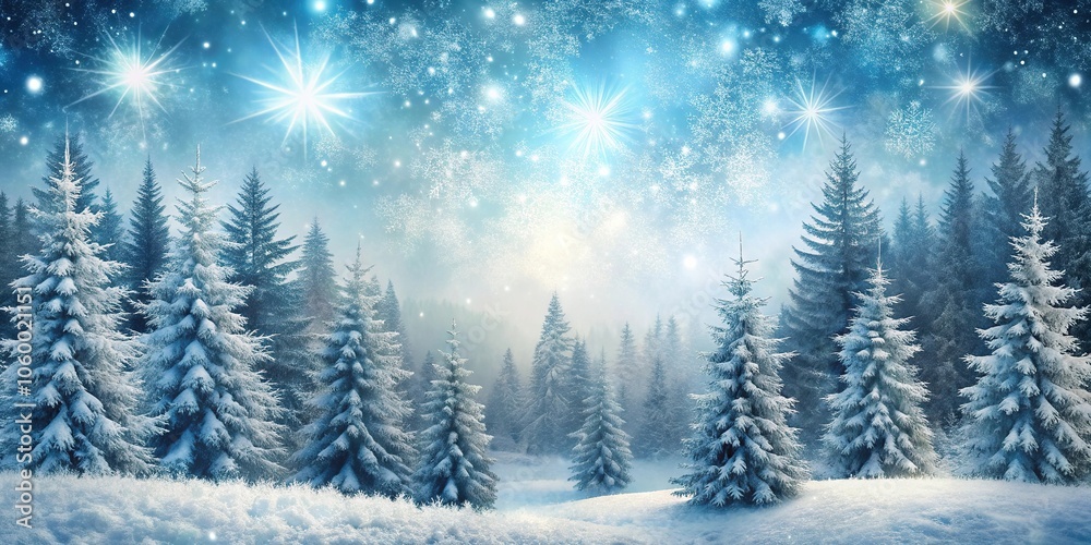 Snowy forest landscape with frosted pine trees and twinkling snowflakes on a winter wonderland background, festive, frozen lakes, forest, trees, frosty mornings Snowy forest landscape with frosted pine trees and twinkling snowflakes on a winter wonderland background, festive, frozen lakes, forest, trees, frosty mornings