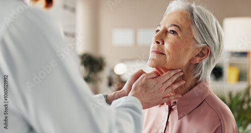 Schilderij op canvas Office, lymph and old woman in consultation with doctor for medical health at senior care clinic