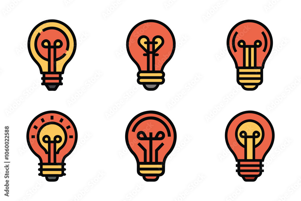 Fototapeta premium Bulb light icon bundle set in silhouette style vector clip art
