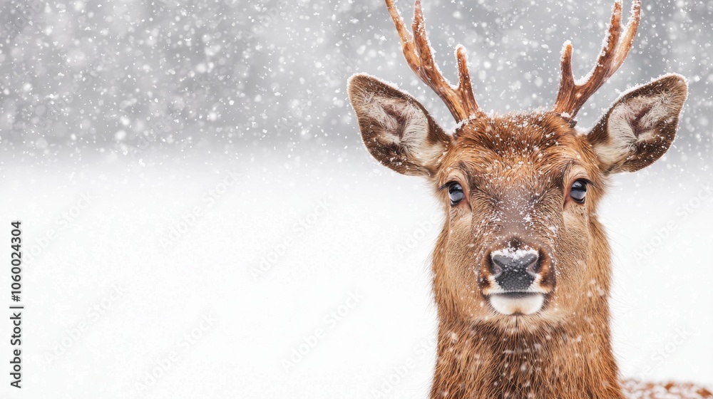 Obraz premium Deer in Winter Snowstorm