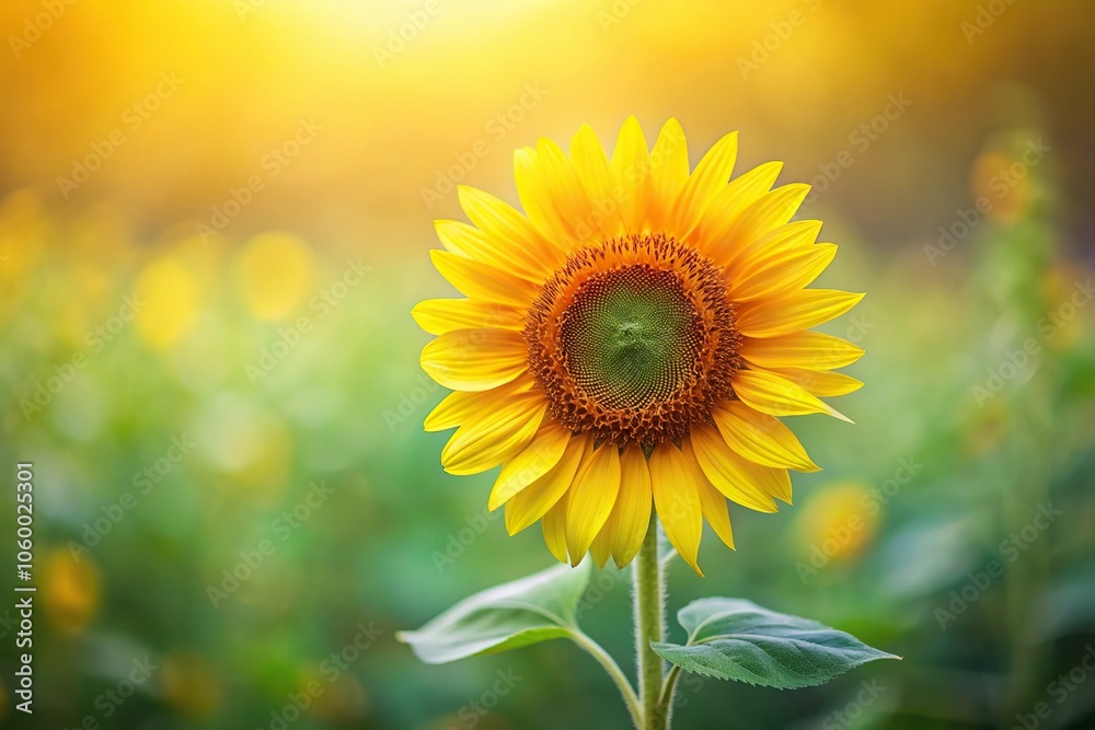 Obraz premium Soft focused photograph of a single sunflower, nature, beige background