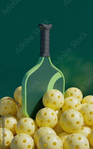 Playful Paddle Surrounded by Yellow Balls