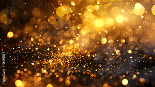 golden christmas particles and sprinkles for a holiday celebration like christmas or new year. shiny golden lights. wallpaper background for ads or gifts wrap and web design