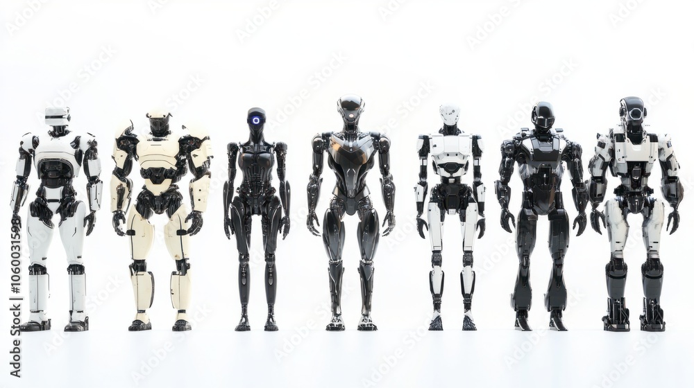 Different types of AI robots with robotic limbs and various designs ...