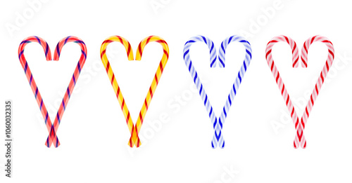 Bunte Zuckerstangen isoliert vor weissem Hintergrund Herz