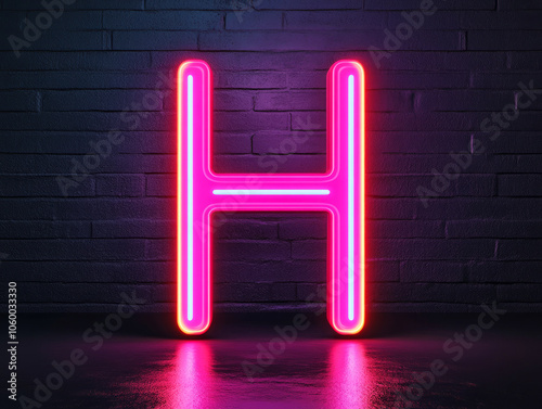 Vibrant Neon Letter H for Fashion Photography photo