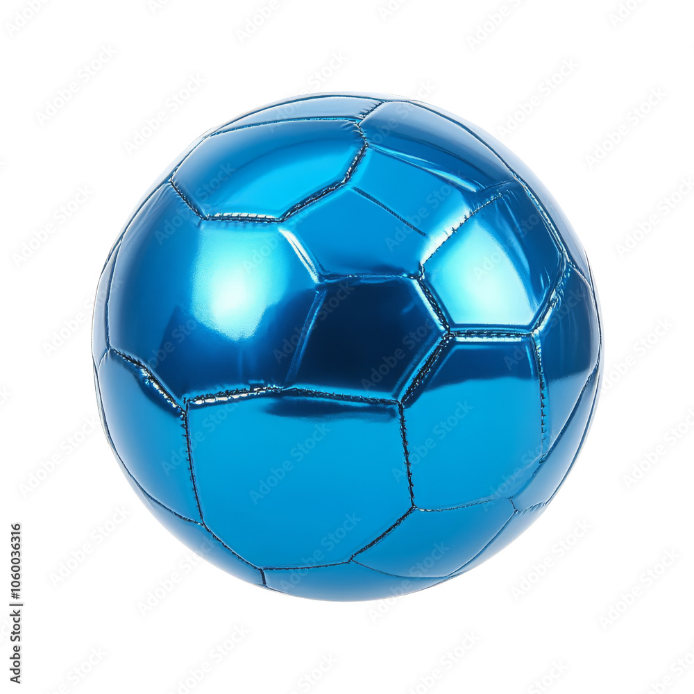 Naklejka premium Blue Metallic Soccer Ball.