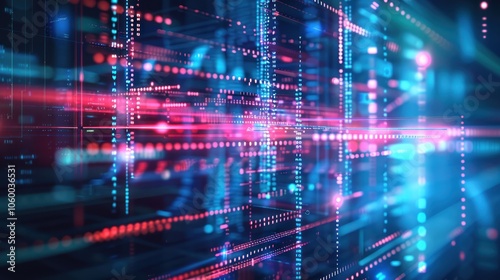 Abstract Digital Background with Colorful Lines and Dots