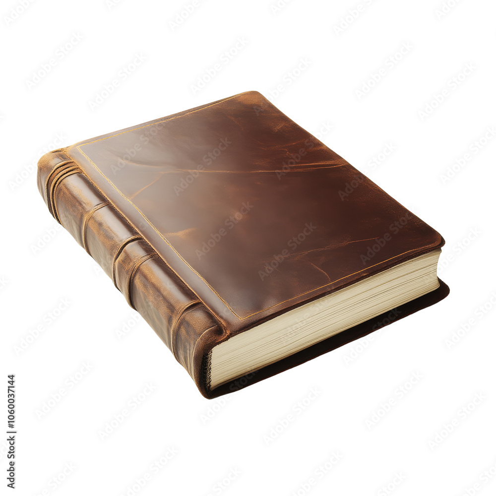 Obraz premium Vintage Leather Journal: A richly textured, dark brown leather journal exudes old-world charm and a sense of untold stories.